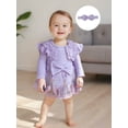 thumbnail image 3 of Newborn Baby Girl Lace Romper Dress Embroidery Butterfly Long Sleeve Ruffle Mesh Tutu Dress 3 6 12 18 Months Cute Jumpsuits with Headband, 3 of 9
