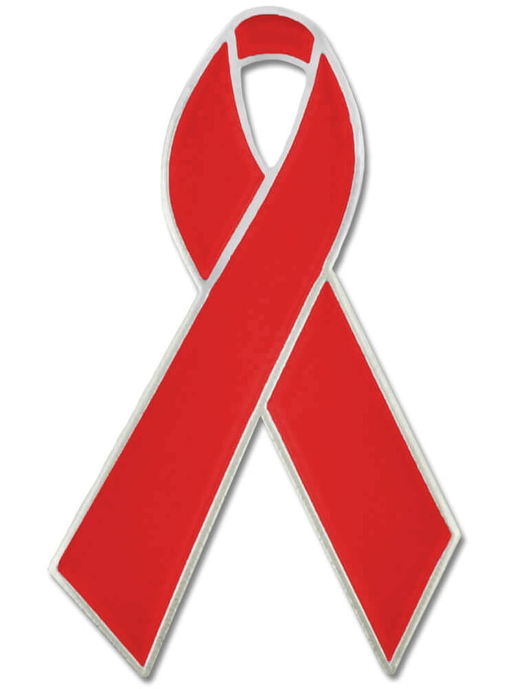 RED RIBBON LAPEL PIN SUPPORT FIGHT AGAINST HIV AIDS 