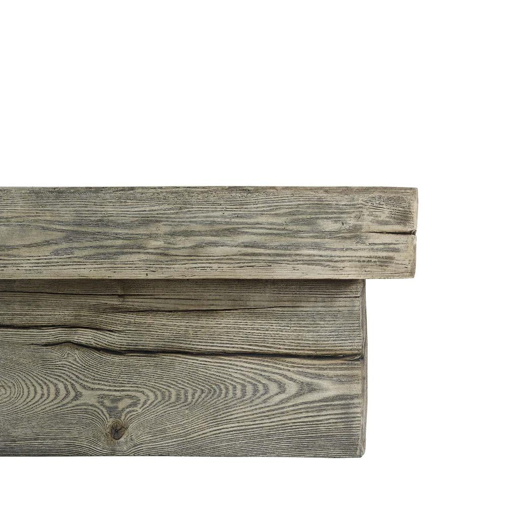 Modway Manteo 70" Rectangular Wood Outdoor Patio Fire Pit Table in Light Gray