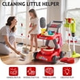 thumbnail image 3 of JoyStone Kids Cleaning Set, 20 PCS with Electric Sound & Light Vacuum, Broom, Mop, Dustpan, Brush, Rag, Housekeeping Cart, Perfect Gift for Kids, Red, 3 of 10