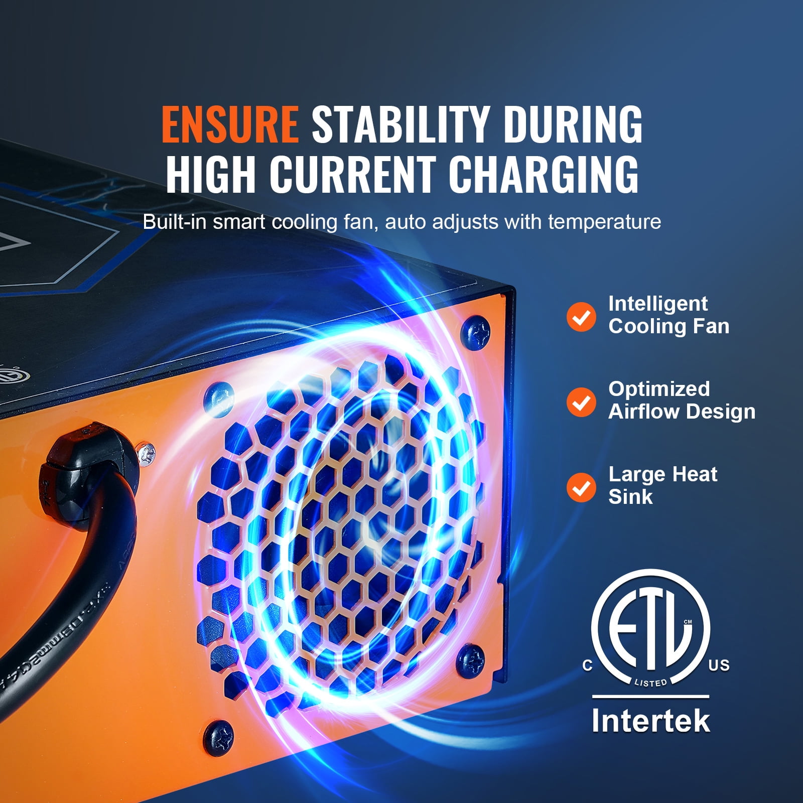 KFFKFF RV Power Unit, 55A, Converts 110V AC to 12V DC, 4-Stage Intelligent Charging, 13-16.5V Adjustable Range, Works with Lithium and Lead Acid Batteries, ETL Certified