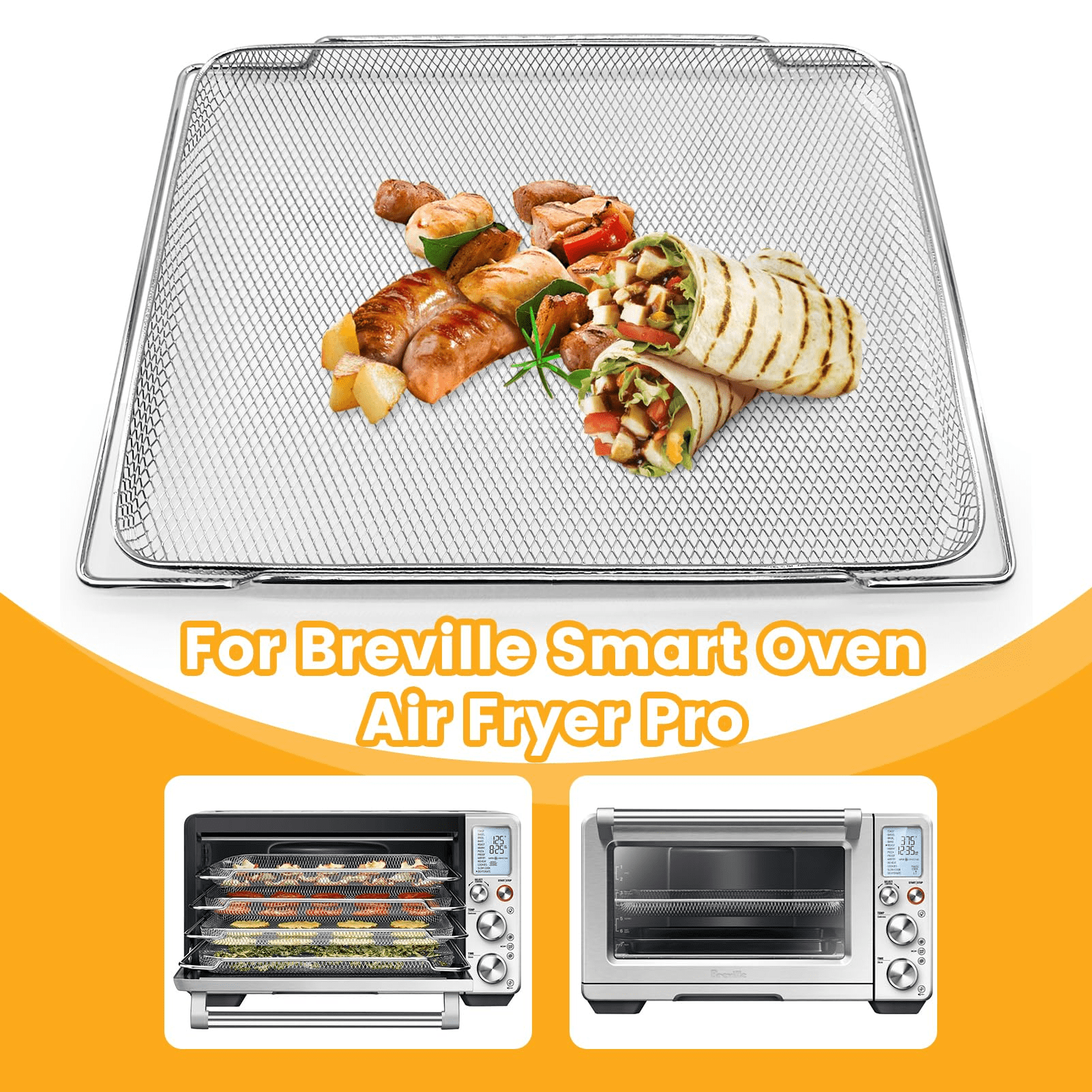 GCQ Smart Oven Air Fryer Pro Accessories for Breville BOV900 BOV950BSS, 3 Pieces Set 16.5" x 11.7" Dehydrate Mesh Baskets Tray for Breville Air Fryer Toaster Oven