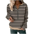 thumbnail image 2 of Htigea Half Zipper Sweatshirts for Women Preppy Striped Long Sleeve Pullovers Casual Loose Fit School Girl Sweatshirt Tops Black L, 2 of 3