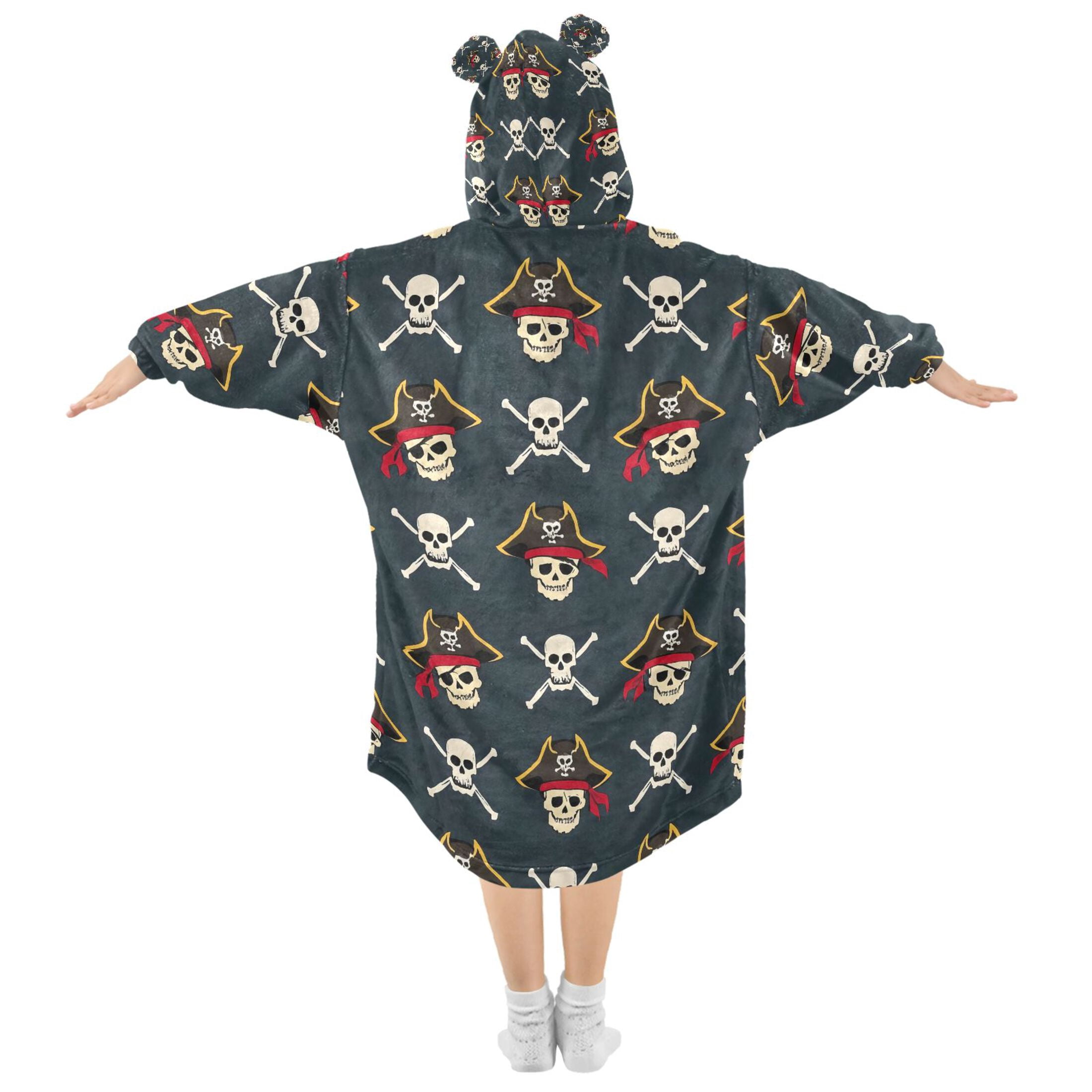 joogoo Wearable Blanket Hoodie for Cool Skull Pattern Oversized Sherpa Hooded 3-14 YR M