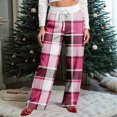 thumbnail image 6 of Women Winter Soild Color Pants Full Length Long Trousers Sports Pants with Plaid Print and Drawstring for Everyday Casual Style,Hot Pink,3XL, 6 of 8