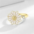 thumbnail image 4 of Rotatable CZ Purple White Daisy Flower Ring for Women Silver Gold-Toned Crystal Floral Stackable Statement Open Band Spinner Finger Ring Comfort Fit Adjustable Fidget Anxiety Relieving Stress Jewelry, 4 of 6