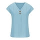 thumbnail image 4 of Blusa informal de manga corta con cuello en V para mujer de Umfun Fashion, color azul cielo, talla L, 4 of 5