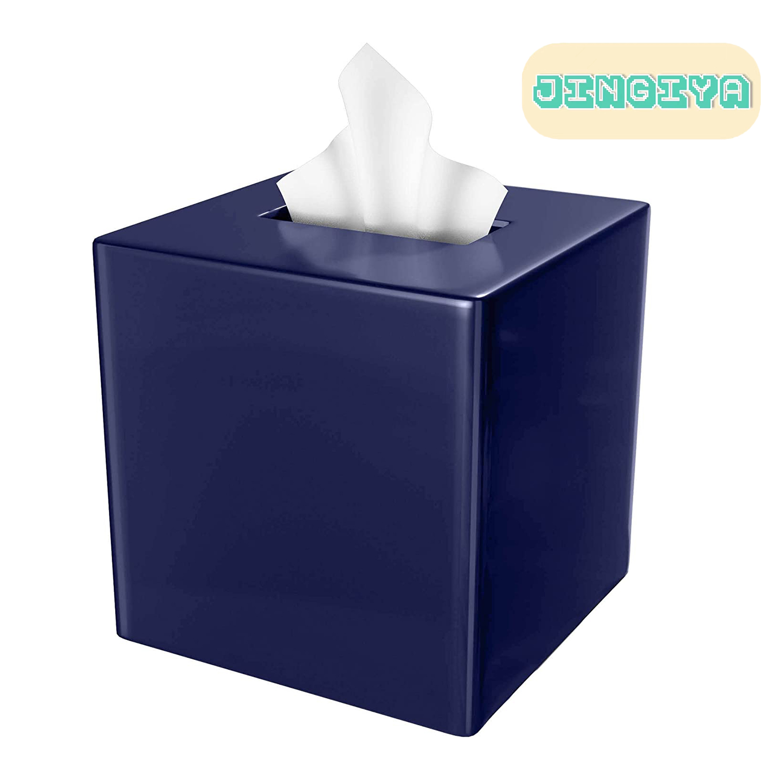 Blue Tissue Box Cover Modern Tissue Box Holder with Lacquer High
