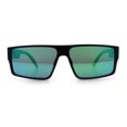 thumbnail image 3 of Kush Mens Bold Angular Line Flat Top Rectangle Plastic Sunglasses Matte Black - Green Mirror, 3 of 7