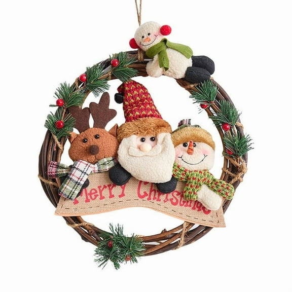 Christmas Snowman Wreath with Lights – LED Illuminated Holiday Garland, Festive Snowman Design for Door, Wall & Tree Decoration