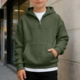 thumbnail image 2 of MAIHAN Boys Quarter Zip Hoodies,Waffle Knit Kids Long Sleeve Hooded Sweatshirts Pullover Tops Clothes Soft Casual Athletic Top for Kids(Dark Green,4-5 Years), 2 of 5
