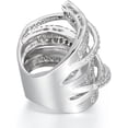 thumbnail image 4 of GFDYREE Jewelry Rhodium Plated Cubic Zirconia Wide Band Cocktail Ring, 4 of 6