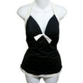 thumbnail image 2 of Tropical Escape Womens Black Ivory Halter 1 Piece Swimsuit Tankini Swim Dress 18, 2 of 2