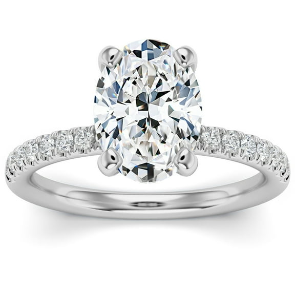Pompeii 3 1/2Ct Oval Diamond Engagement Ring Lab Grown in 14k Gold Hidden Halo (G/H,VS1)