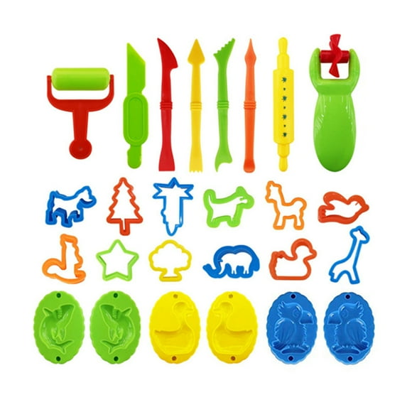 26 Pieces Play Dough Tools Playdough Accessories Set Various Plastic Molds Rollers Cutters Educational Gift for Children, Random Color