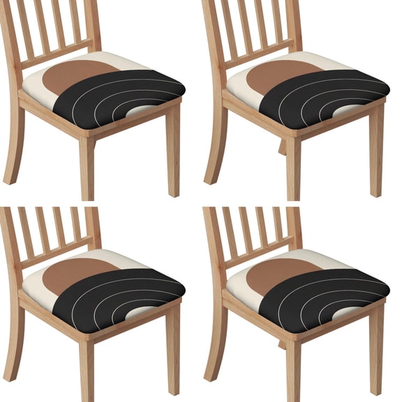 Boho Abstract Art Seat Covers for Dining Room Chairs Set Of 4,Stretch Printed Washable Chair Seat Cover with Elastic Ties and Button,Removable Waterproof Couch Cushion Covers