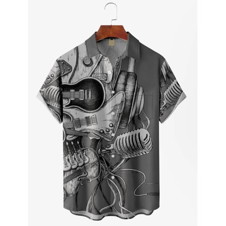 

MLFU Boys New Year Aloha Button Down T-Shirts with Pocket Funky Tops for Men Women