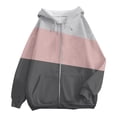 thumbnail image 4 of BODOAO Women's Full Zip Up Hoodie Fall Jacket Oversized Sweatshirt Zipper Long Sleeve Tops Color Block Long Sleeve Hooded Sweatshirts with Pockets Jacket Coat for Women Pink Xxl, 4 of 4