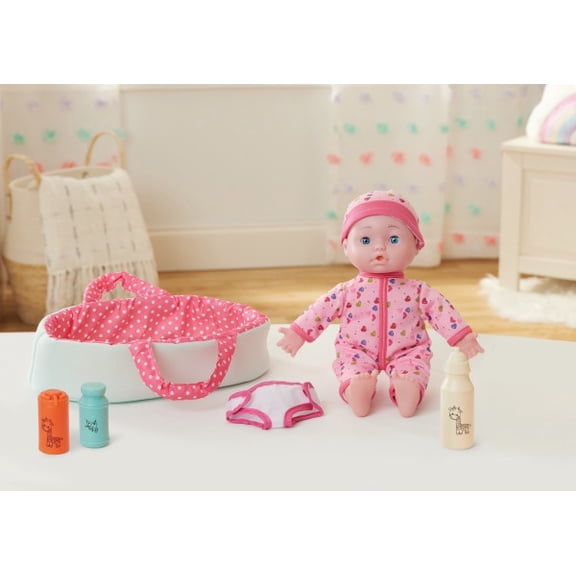 Kidoozie Just Imagine Cuddle & Carry Playset – 12” Soft Baby Doll with Carrier, Bottles & Diaper – Ages 2 Years 