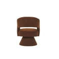 thumbnail image 5 of Modern 360 Degree Swivel Accent Armchair, Comfy Faux Fur Barrel Chair with Arched Back, Round Upholstered Accent Chair for Living Room Bedroom Nursery, Dark Brown, 5 of 9