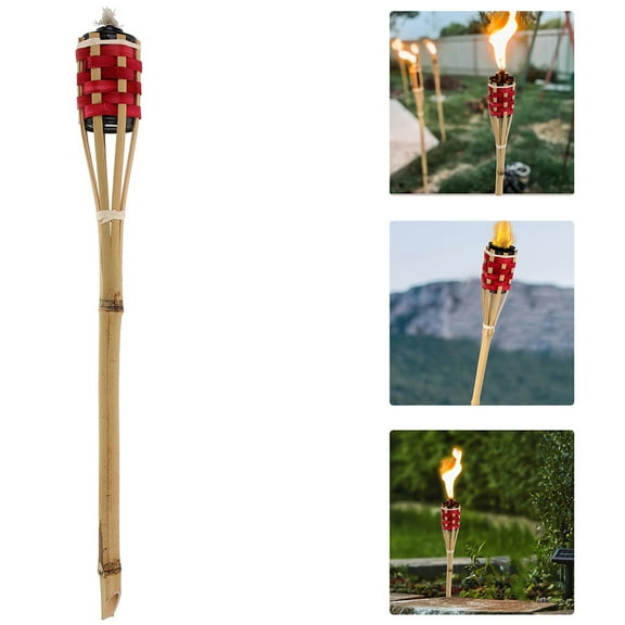 TEHAUX Bamboo Torch for Decor Red Color Sturdy and Practical Minimalist Aesthetic Lightweight Portable Outdoor Use 7.5 Inches