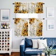 thumbnail image 2 of Sunflowers Kitchen Curtains Valances and Tiers Set of 3 Spring Daisy Floral Butterfly Dragonfly Linen Texture Tier Curtains and Valance with Rod Pocket for Small Windows, 27.5"x24", 2 of 9