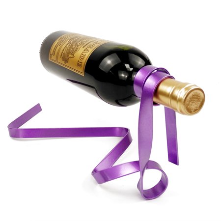 1PC Iron Ribbon Suspension Wine Rack Decorative Wine Bottle Holder Table Decoration Purple
