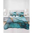 thumbnail image 3 of Marble Turquoise Gold Full Size Down Alternative Comforter, Lightweight Comforter Quilt Bedding Set with Pillow Shams Abstract Simple Geometric All Seasons Bed Comforter Duvet Insert 78"x90", 3 of 7