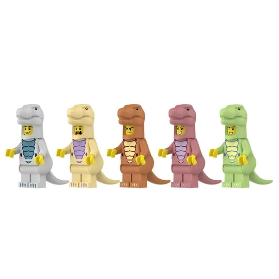 Jurassic Collectable Minifigures Series 5-piece Dinosaur Building Block Doll Toy Set - Children's Creative Build Toy Set (9 Dinosaur Dolls) - Cultivate Hands on Skills&Imagination