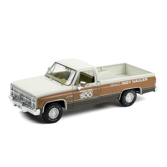 1983 GMC Sierra Classic 1500 67th Annual Indianapolis 500 Mile Race Official Truck, Cream/Ivory and Orange - Greenlight 13564 - 1/18 scale Diecast Model Toy Car