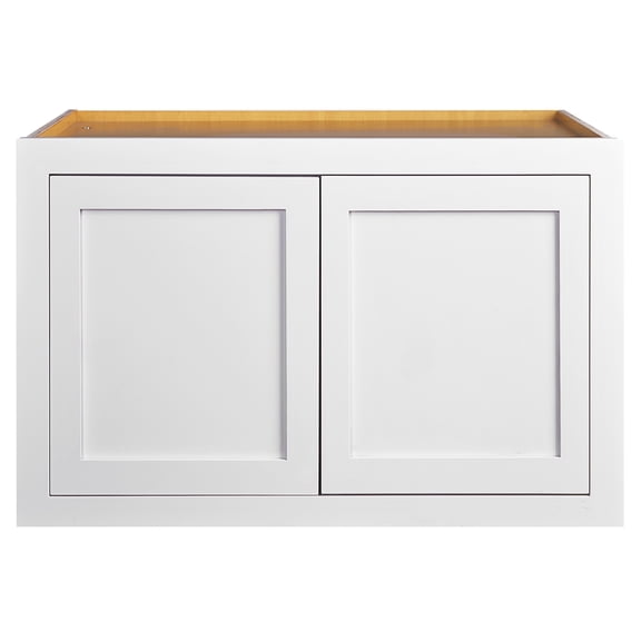 36 " Wide 24" Tall 24" Deep Refrigerator Wall Kitchen Cabinet Snow White Inset Shaker Double Doors - Unassembled