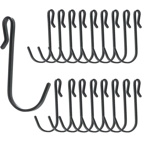 PATIKIL 2.3" J Hooks, 20 Pack Hook Wire Rack Hooks J Shaped Click-on Hooks, Hanging Sink Grid Hooks Hanger for Kitchen, Bedroom, Office, Black Tone