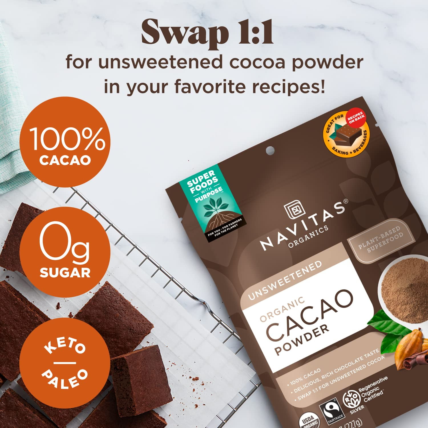 Navitas Organics Cacao Powder, 8.0 Oz