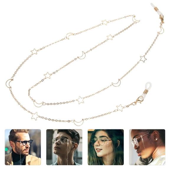 HONITANO 1Set Glasses Holder Chain Star Moon Pattern Copper Anti-lost for Women 29.67X0.28X0.16in