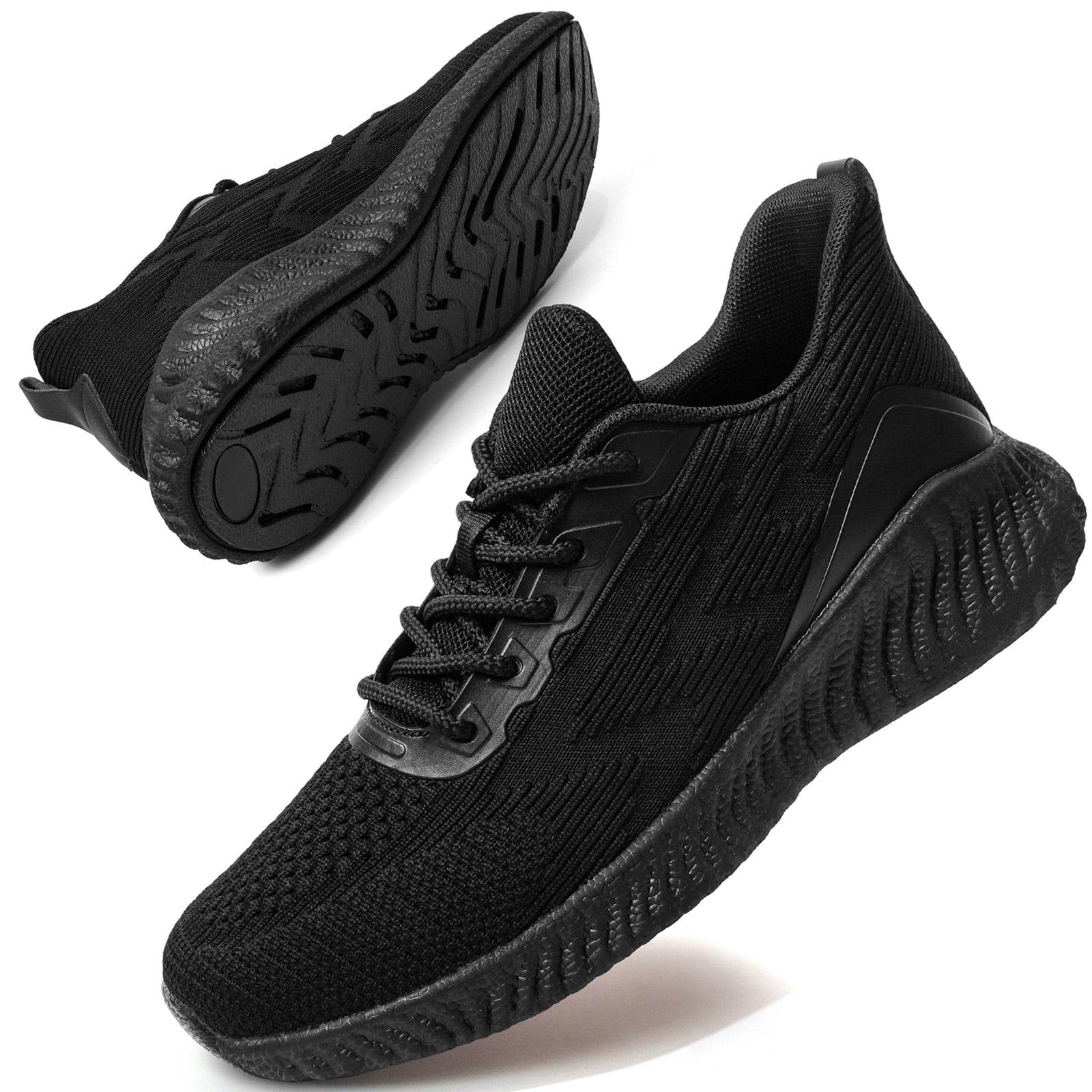 Akk Womens Running Tennis Shoes Lace Up Knitted Sneakers Black Size 7 ...