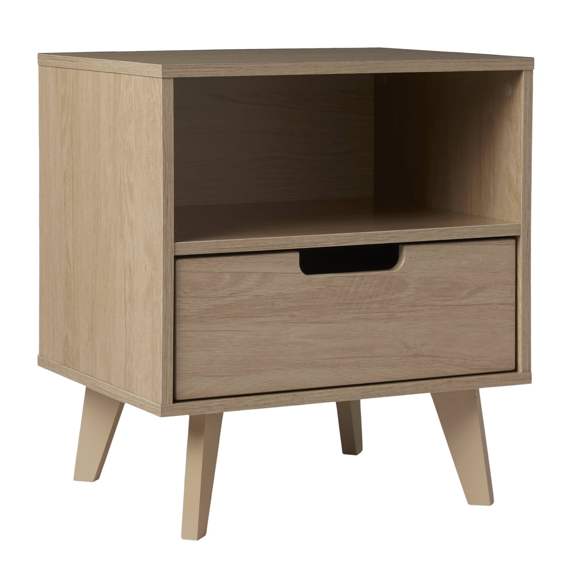 Walker Edison Mid-Century Modern 1-Drawer Angle-Leg Nightstand, Riviera