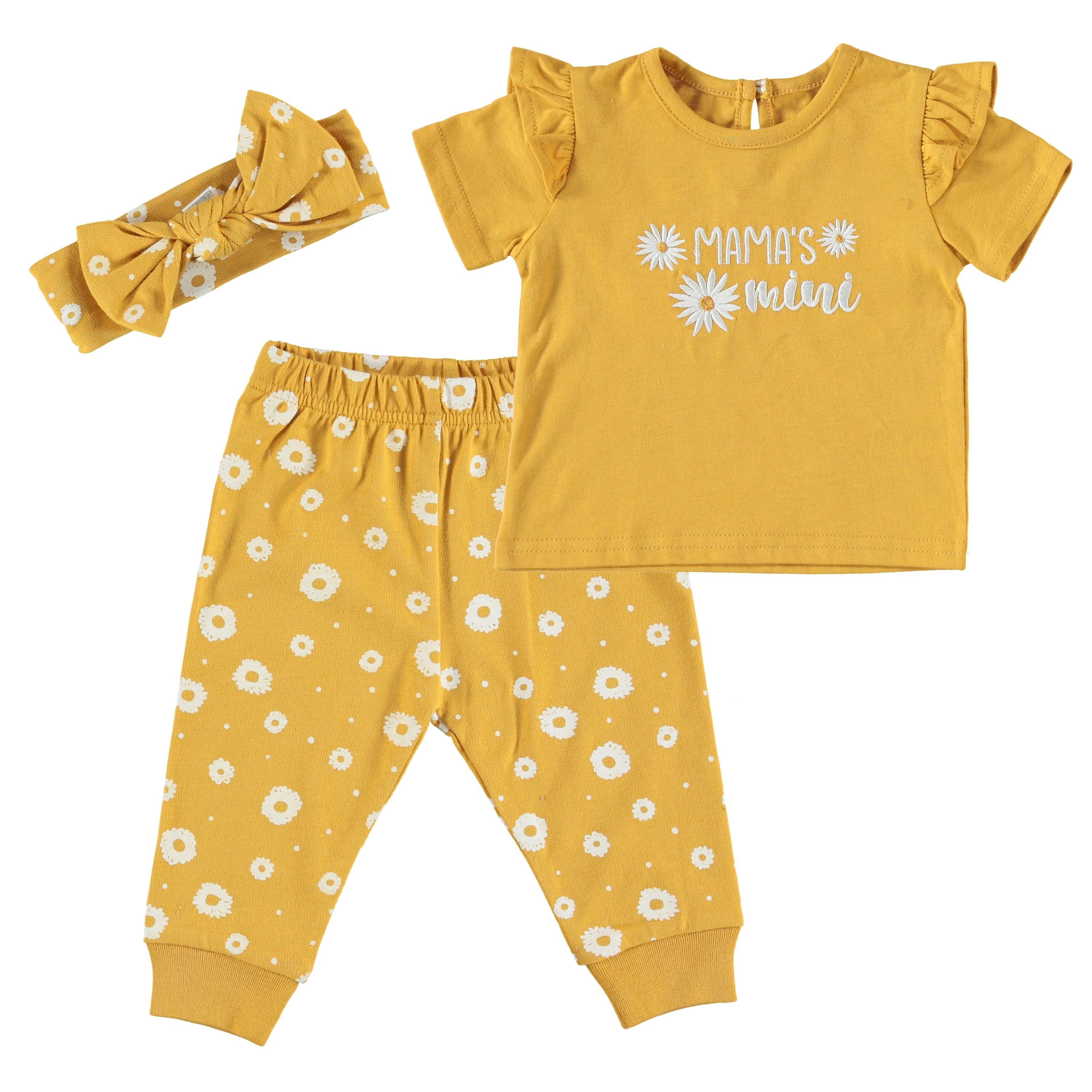 Chick Pea Baby Girl 3 PC French Terry Jogger Set, Sizes Newborn-24 Months