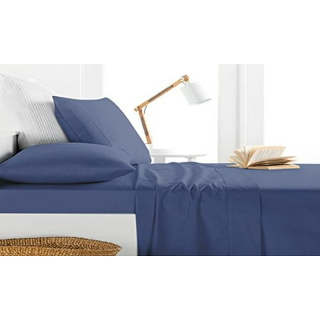 Milan Collection 1000 Thread Count 100%Cotton 4 PC Sheet Set (King, Navy)