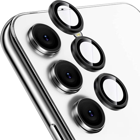 for Samsung Galaxy S23/S23 Plus Camera Lens Protector, 9H Tempered Glass Camera Cover Screen Protector Metal Individual Ring for Samsung Galaxy S23/S23+ 2023,Black