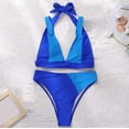 thumbnail image 5 of QLEICOM Womens Swimsuits Tummy Control Plus Size Swimsuit Coverup Fashion Bikini Set Swimsuit Two Piece Filled Soild Swimwear Beachwear Blue S, 5 of 6