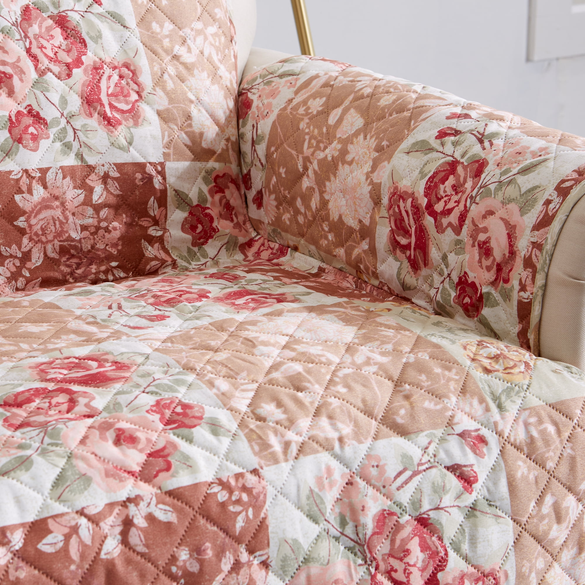 Reversible Quilted Furniture Protector, Machine Washable Slipcover, Sofa, Burgundy / Taupe