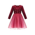 thumbnail image 1 of Vestido de Niña Terciopelo Rojo Mariposa Tul con Pedrería Fiesta Festiva Certamen 7 Años, 1 of 8