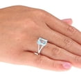 thumbnail image 4 of 10k White Gold Emerald-Shape Blue Topaz and Split-Shank Diamond Ring, 4 of 5