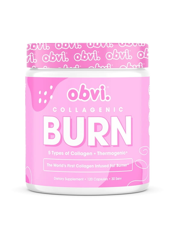 Obvi Collagenic Burn for Weight Loss, Collagen Peptides Infused Thermogenic Fat Burner, 120 Capsules