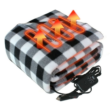 Sojoy Car heated Blanket,Soft Fleece Electric Blanket Heated Throw with 3 Fast Heat Levels and 45 Times Auto Off Over-Heated Protection , 12v heated blanket Keep Warm in Office,Driving and Travelling