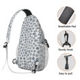 thumbnail image 3 of Sling Backpack,Blue Christmas Snowflake Pattern Sling Bag with Water Bottle Holder,Waterproof Sling Bag for Men/Women with Headphone Jack for Hiking,Travel, 3 of 6