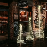Yescom Sparkle 3Pack LED Christmas Spiral Light Kit 3/4/6Ft Battery Indoor Outdoor Yard Party Shop Decoration Warm White