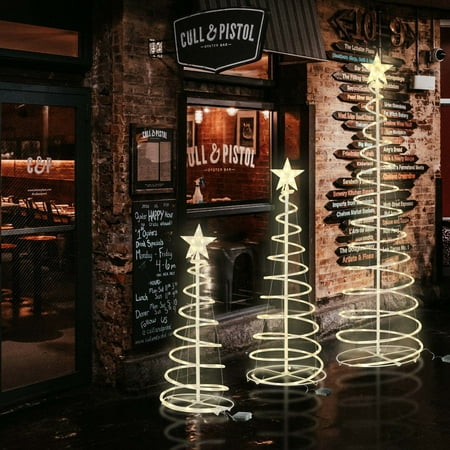 Yescom Sparkle 3Pack LED Christmas Spiral Light Kit 3/4/6Ft Battery Indoor Outdoor Yard Party Shop Decoration Warm White