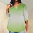 thumbnail image 2 of HVOBTTY Women's Long Sleeved Pullover T Shirts, Fall Tops for Women Plus Size, Women's Plus Size Casual Gradient Print V Neck 3/4 Sleeve T Shirt Green, XL, 2 of 5