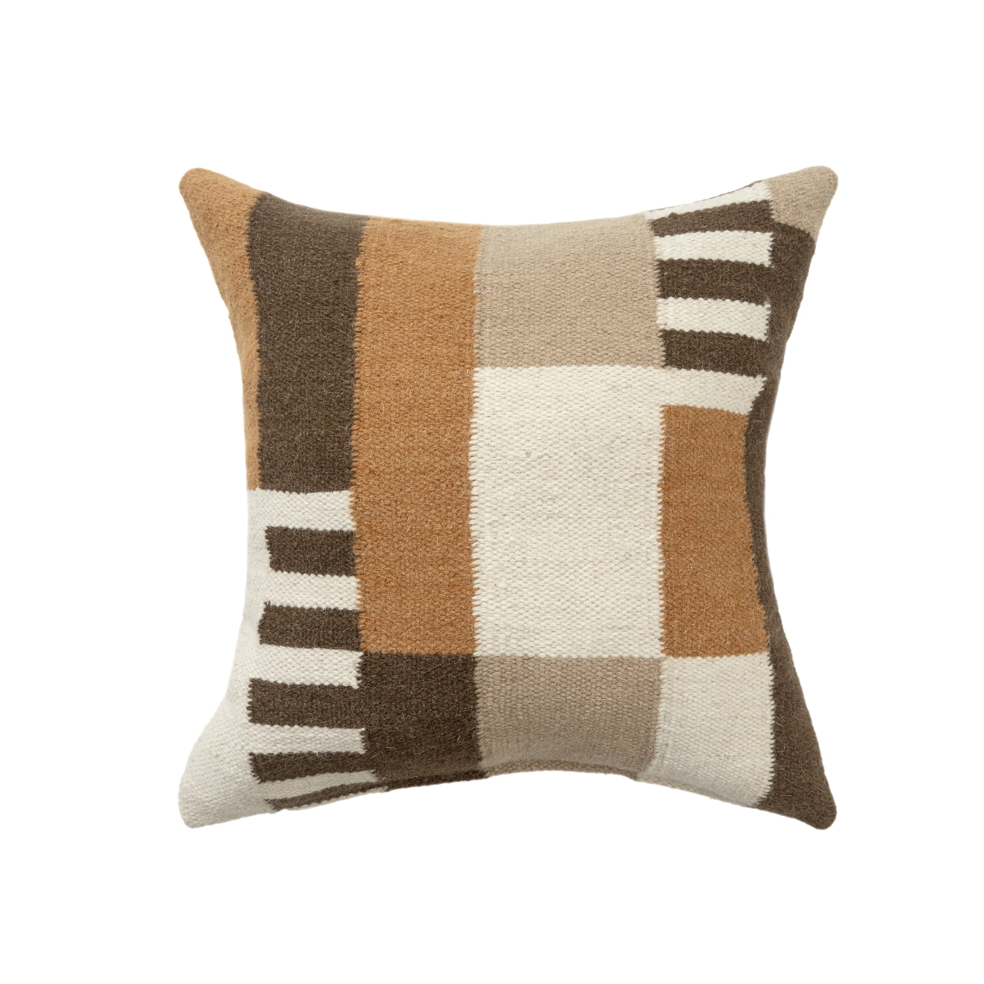 Ox Bay Cairo 24" x 24" Brown/Multi Geometric Wool Blend Adult Decorative Throw Pillow